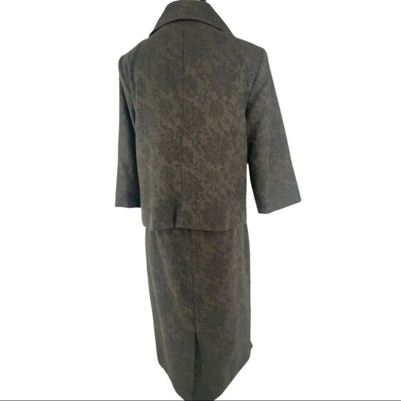 Yansi Fugel Women's Brown Paisley Striped Career Blazer‎ Skirt Suit M-C38/8-W30 - Picture 6 of 14